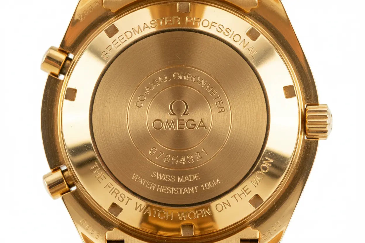 back of watch of omega golden colour